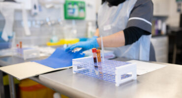 Laboratory technician preparing samples